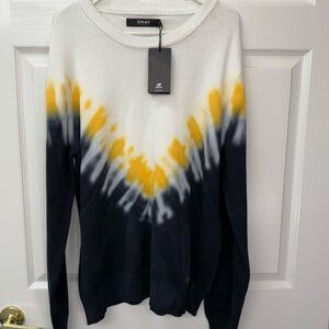 NWT Xray White Navy Yellow Tie-Dye Crew Neck Sweater 2XL